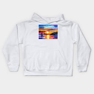 Sailing at sunset Kids Hoodie